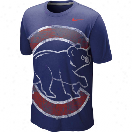 Nike Chicago Cubs Big Logo Tri-blend T-shirt - Royal Blue