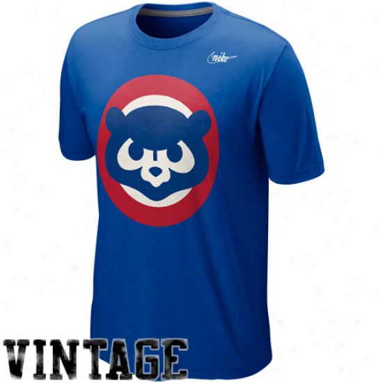Nike Chicago Cubs Cooperstown Blended Logo Tri-blend T-shirt - Royal Blie