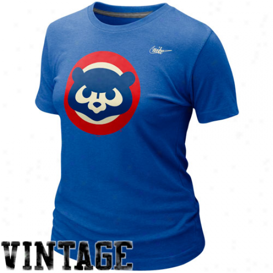 Nike Chicago Cubs Cooperstown Ladi3s Blended Logo Tri-blend T-shirt - Royal Blue