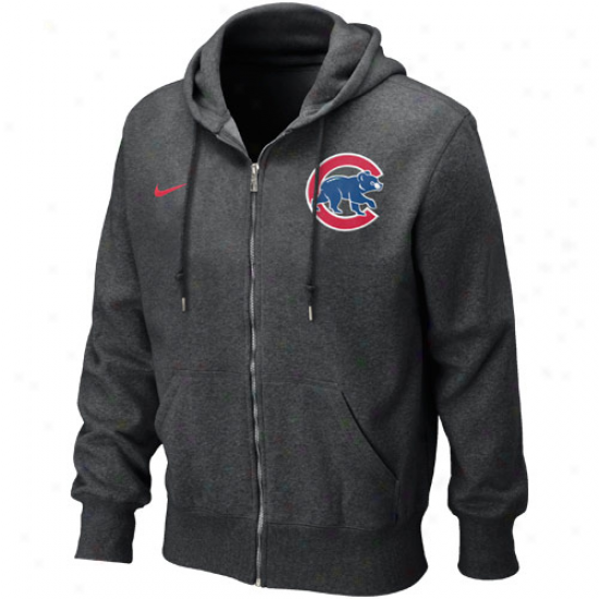 Nike Chicago Cubs Heathered Black Seasonal Full Zip Hoodie Sweatshirt