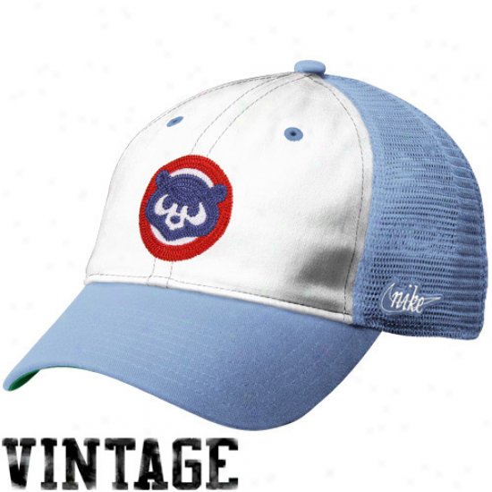 Nike Chicago Cubs Heritage 86 Vintage Relaxed Adjustable Trucker Hat - Loght Blue-white