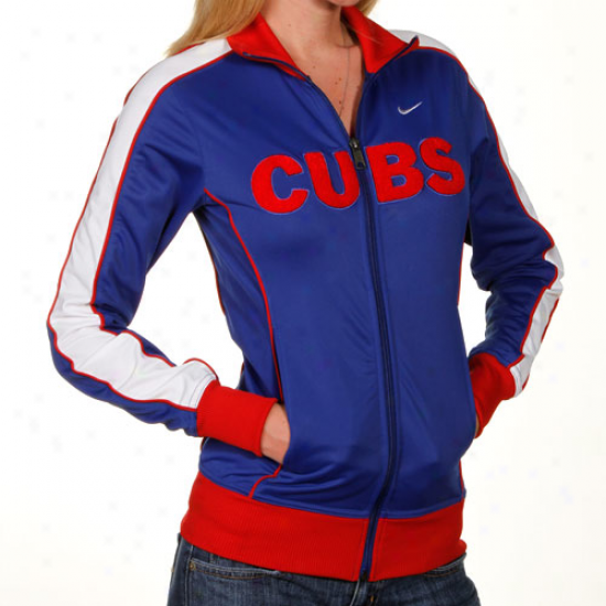 Nike Chicaggo Cubs Ladies Royal Pedantic  3-2 Calculate Full Zip Track Jacket