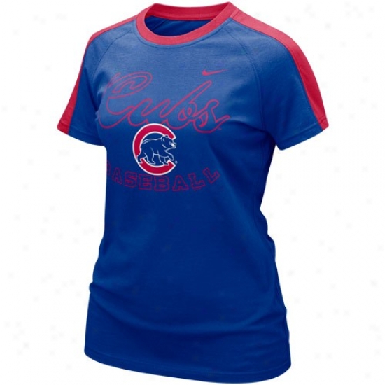 Nike Chicago Cubs Ladies Royal Blue Cemter Field T-shirt