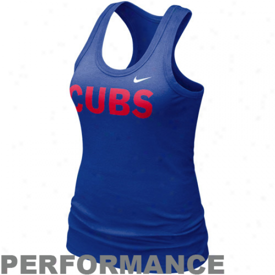 Nike Chicago Cubs Ladies Royal Blue Dri-fit Cot5on Rwcerback Peformance Tank Top