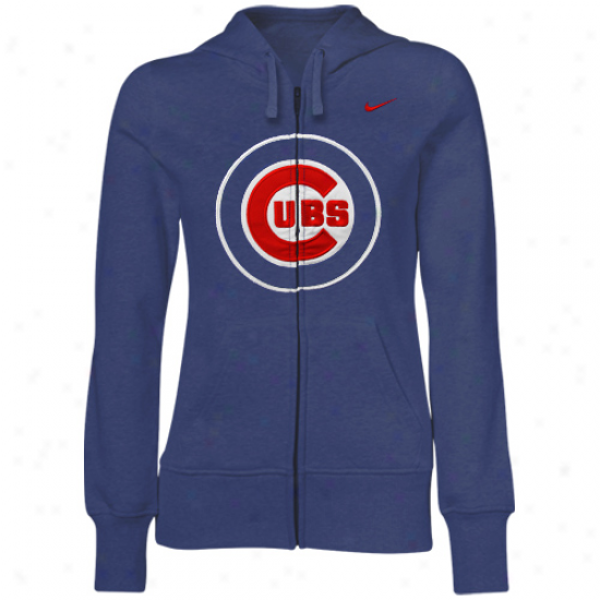 Nike Chicago Cubs Ladies Royal Blue Into Seams Full Zip Hoody Sweatshirt