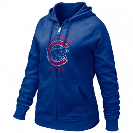 Nike Chicago Cubs Ladies Royal Blue Lightweight Full Zip Hoody Sweatshirt