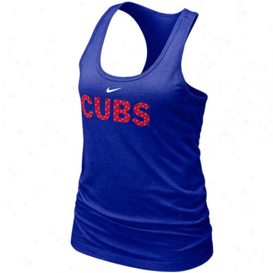 Nike Chicago Cubs Ladies Royal Blue Mlb Bling Premium Racerback Tank Top