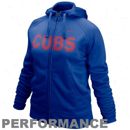 Nike Chicago Cubs Ladies Royal Blue Slasher Therma-fit Performance Full Zip Hoody Sweatshirt