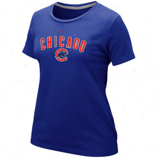 Nike Chicago Cubs Ladies Wordmark Crew T-shirt - Royal Blue