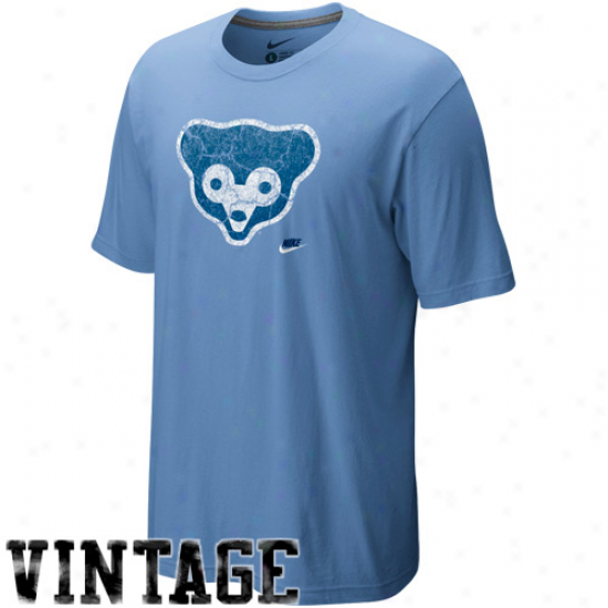Nike Chicago Cubs Light Blue Dugout Logo Vintage Tri-blend T-shirt