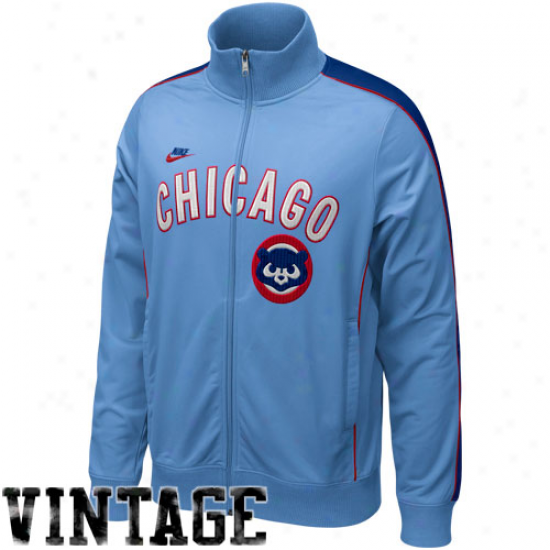 Nike Chicago Cubs Light Blue Play At Third Cooperstowb Loud Zip Track Jacket