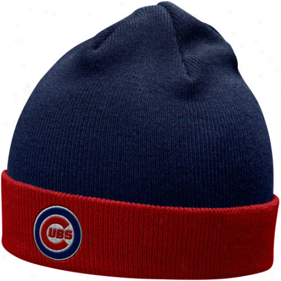 Nike Chicago Cubs Royal Blue-red Roll Top Knit Beanie