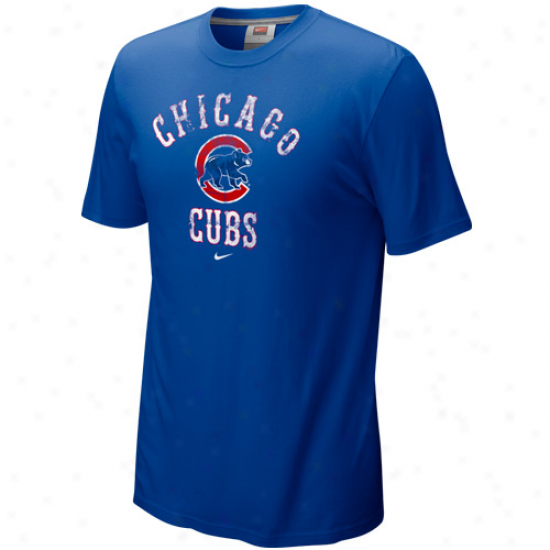 Nike Chicago Cubs Royal Blue Slidepiece Tri-blend T-shirt