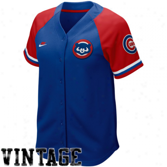 Nike Chicago Cubs Women's Royal Blue-red Cooperstown Rapid Pick Vintage Baseball Jersey