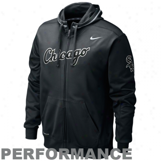 Nike Chicago White Sox Black Ko Performance Full Zip Hkodie Swweatshirt