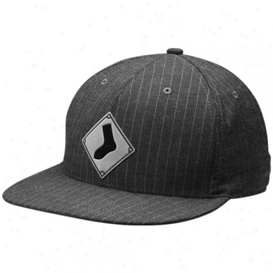 Nike Chicago Of a ~ color Sox Charcoal Pinstripe Swoosh Flex Fit Unisex Hat