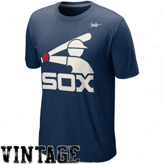 Nike Chicago Whie Sox Cooperstown Blended Logo T-shirt - Ships of war Blue