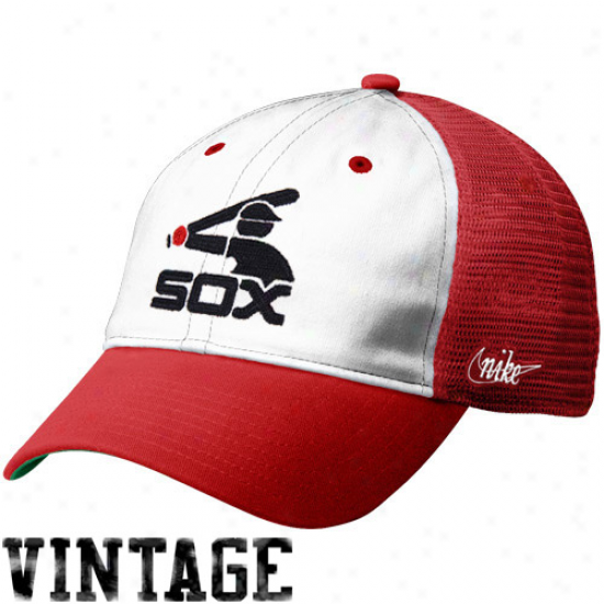 Nike Chicago White Sox Heritage 86 Vintage Relaxed Adjustable Trucker Hat - Red-white