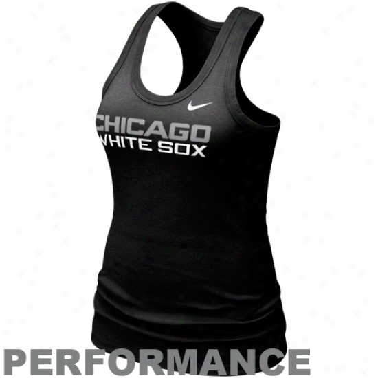 Nike Chicago White Sox Ladies Black Dri-fit Cotton Racerback Performance Tank Top