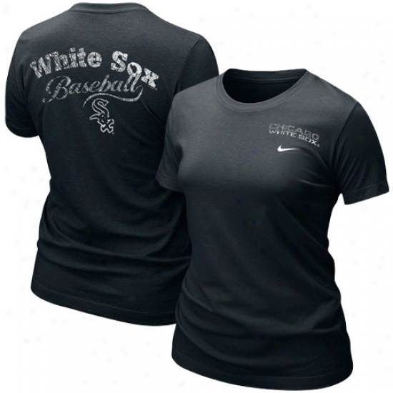 Nike Chicago White Sox Ladies Black Graphic Tri-blend T-shirt