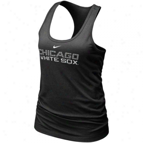 Nike Chicago White Sox Ladies Black Mlb Bling Premium Racerback Tank Top