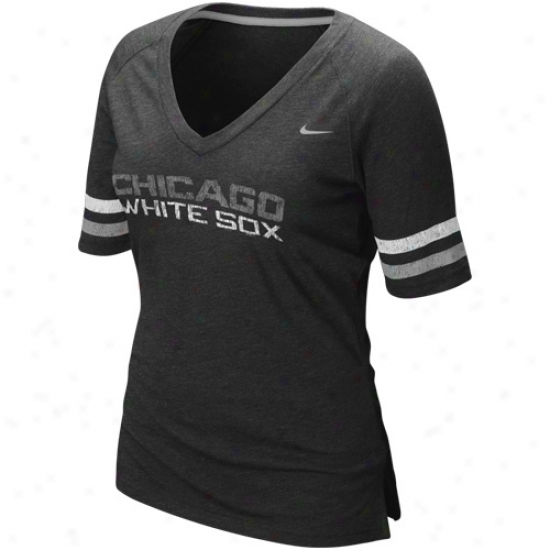 Nike Chicago White Sox Ladies Charcoal 2011 Mlb Replica V-neck Premium T-shirt