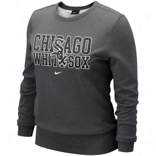 Nike Chicago White Sox Lsdies Charcoal Distressed Mlb Crea Sweatshirt