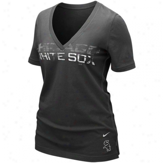 Nike Chicag oWhite Sox Ladies Charcoal Mob My Game V-neck T-shirt