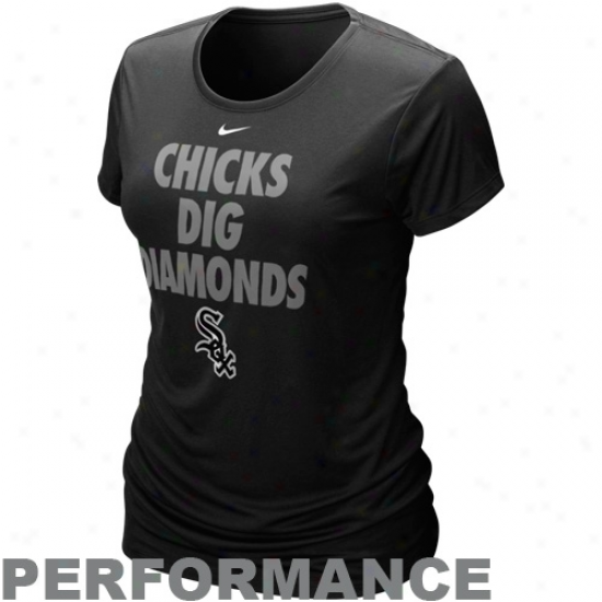 Nike Chicago White Sox Ladies Chicks Dig Diamonds Black Performance T-shirt