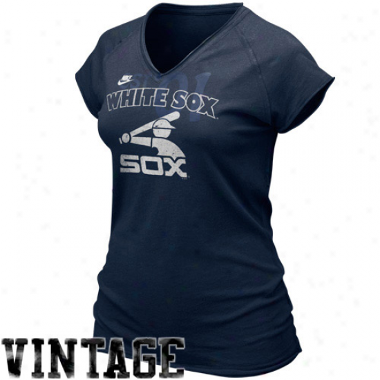 Nike Chicago White Sox Ladies Navy Blue Cooperstown Bases Loaded V-neck T-zhirt