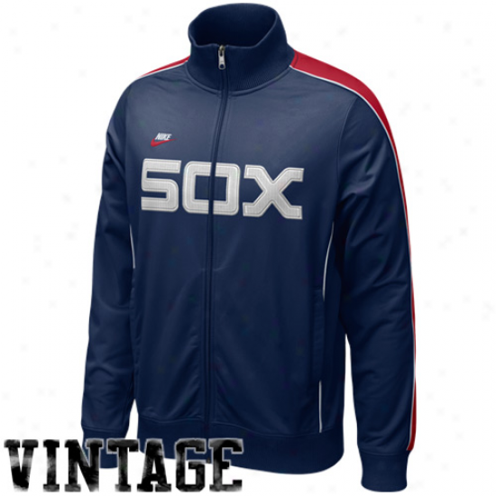 Nike Chicago White Sox Navy Blue Play At Third Cooperstown Full Zip Track Jacket