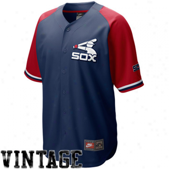 Nike Chicago White Sox Navy Blue-red Cooperstown Quick Pick Vintage Baseball Jersey