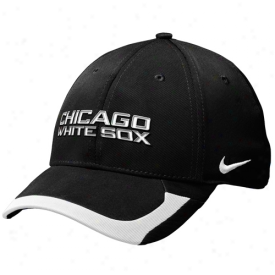 Nike Chicqgo White Sox Tactile Ii Legacy 91 Swoosh Flex Fit Hat - Black