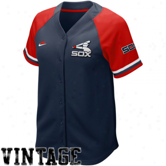 Nike Chicago White Sox Women's Navy Blue-red Cooperstown Quick Pick Vintagw Baseball Jersey