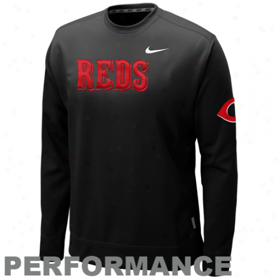 Nike Cincinnati Reds Black K.o. Performance Fleece Crew Sweatshirt