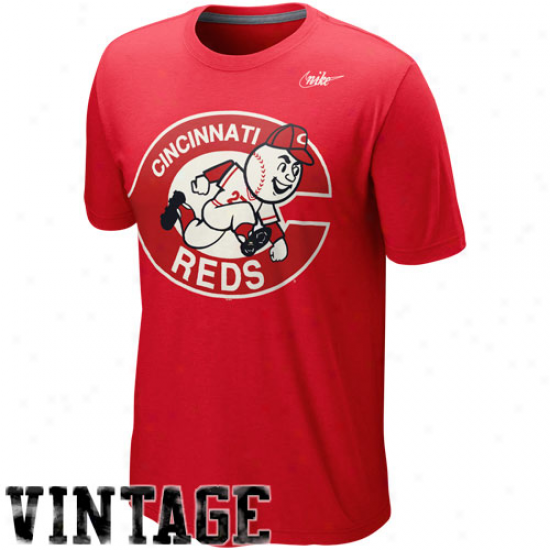 Nike Cincinnati Reds Cooperstown Blended Logo Tri-blend T-shirt - Red