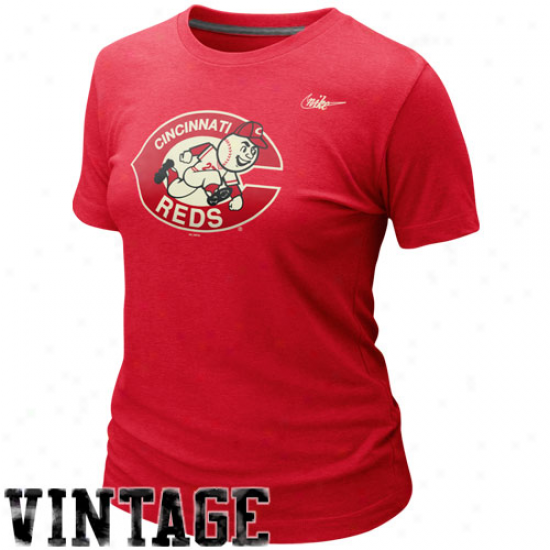 Nike Cincinnati Reds Ladies Cooperstown Blended Logo Tri-blend T-shirt - Red