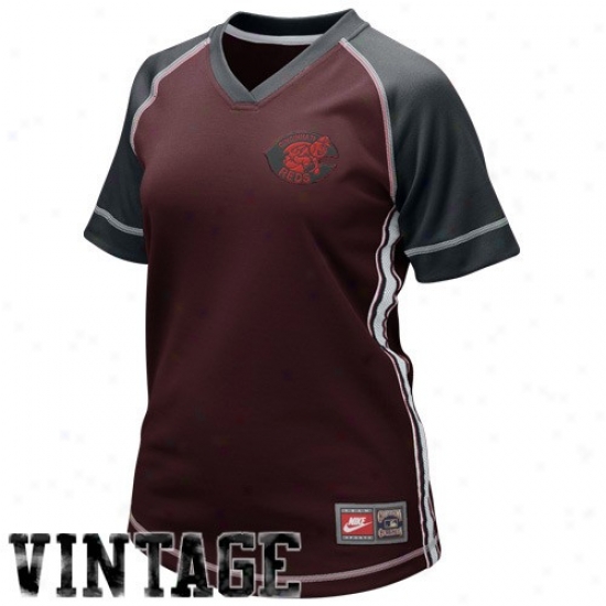 Nike Cincinnati Reds Ladies Maroon Cooperstown Throwback Baseball Jersey