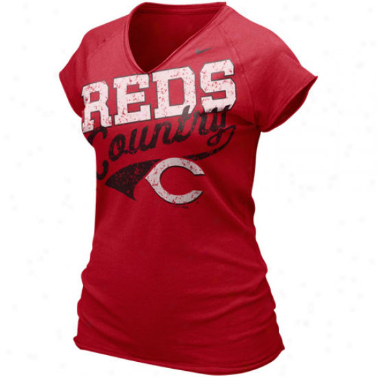 Nike Cincinnati Reds Ladies Red 2011 Bases Loaded V-neck T-shirrt