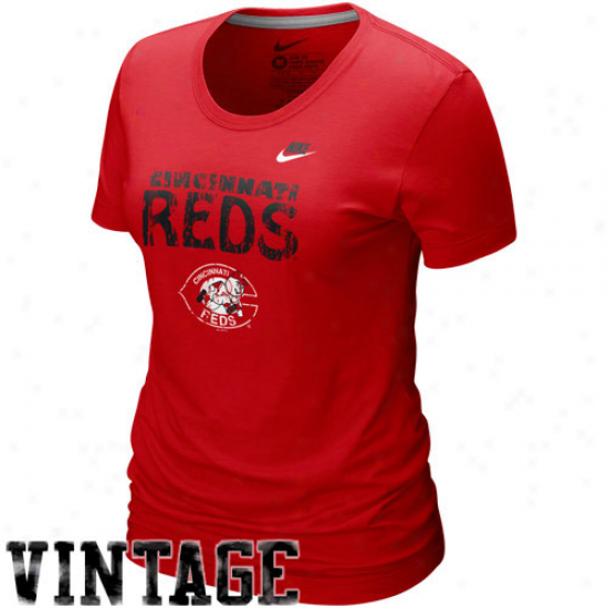 Nike Cincinnati Reds Ladies Reed Dugout Logo Vintage Tri-blend T-shirt