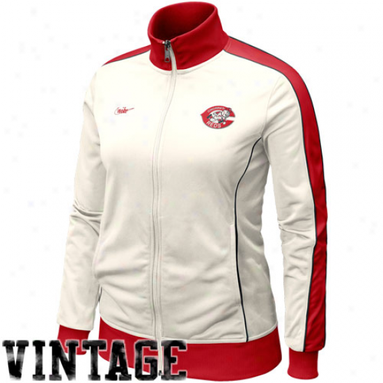 Njke Cincinnati Reds Ladies White Cooperstown Full Zip Jacket