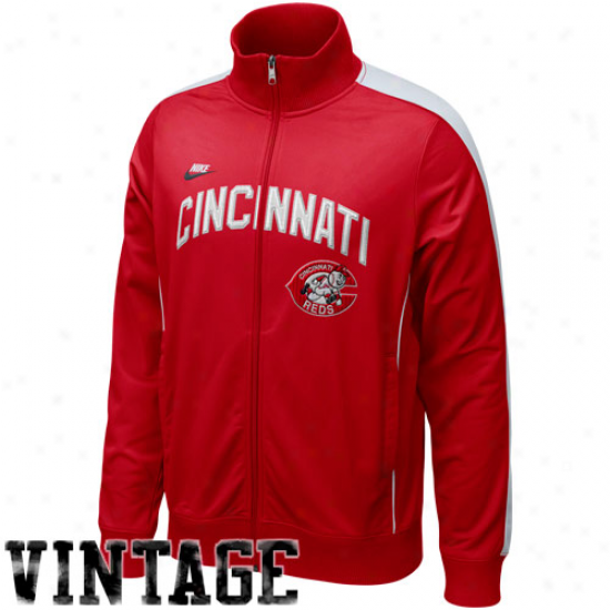 Nike Cincinnati Reds Red Play At Third Cooperstown Full Zip Track Jacket