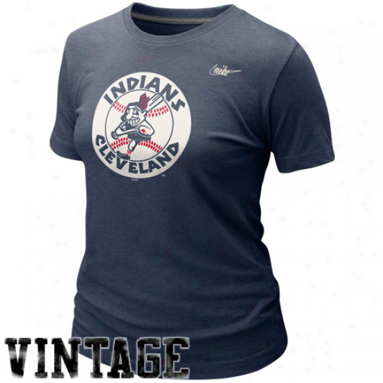 Nike Cleveland Indians Ladies Blended Graphic Tri-blend T-shirt - Navy Blue