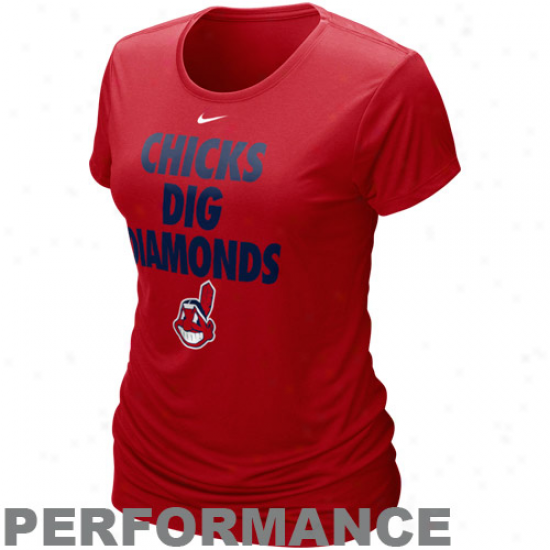 Nike Cleveland Indians Ladies Chicks Dig Diamonds Red Performance T-shirt