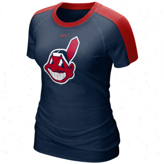 Nike Cleveland Indians Lades Navy Blue 2011 Centerfield T-shirt