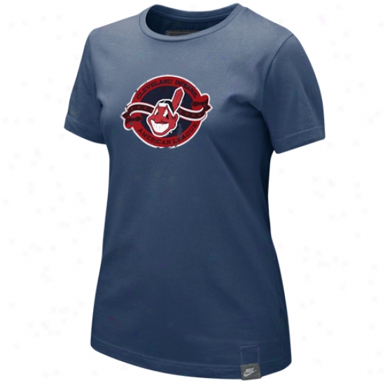 Nike Cleveland Indians Ladies Navy B1ue Pickin' Daisies Organic T-shirt