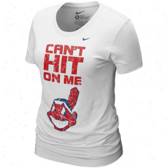 Nike Cleveland Indians Ladies White Can't Hit On Me T-shirt