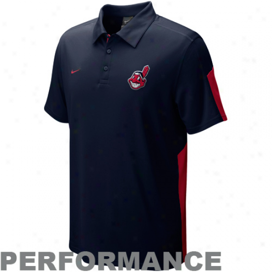 Nike Cleveland Indians Navy Blue Authentic Collection Dri-fit Preformance Polo