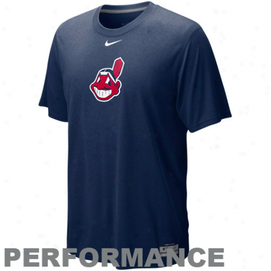 Nike Cleveland Indians Navy Blue Dri-fit Logo Legend Performance T-shirt