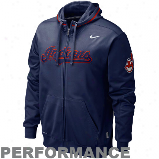 Nike Cleveland Indians Navy Blue Ko Performance Full Zip Hoodie Sweatshirt